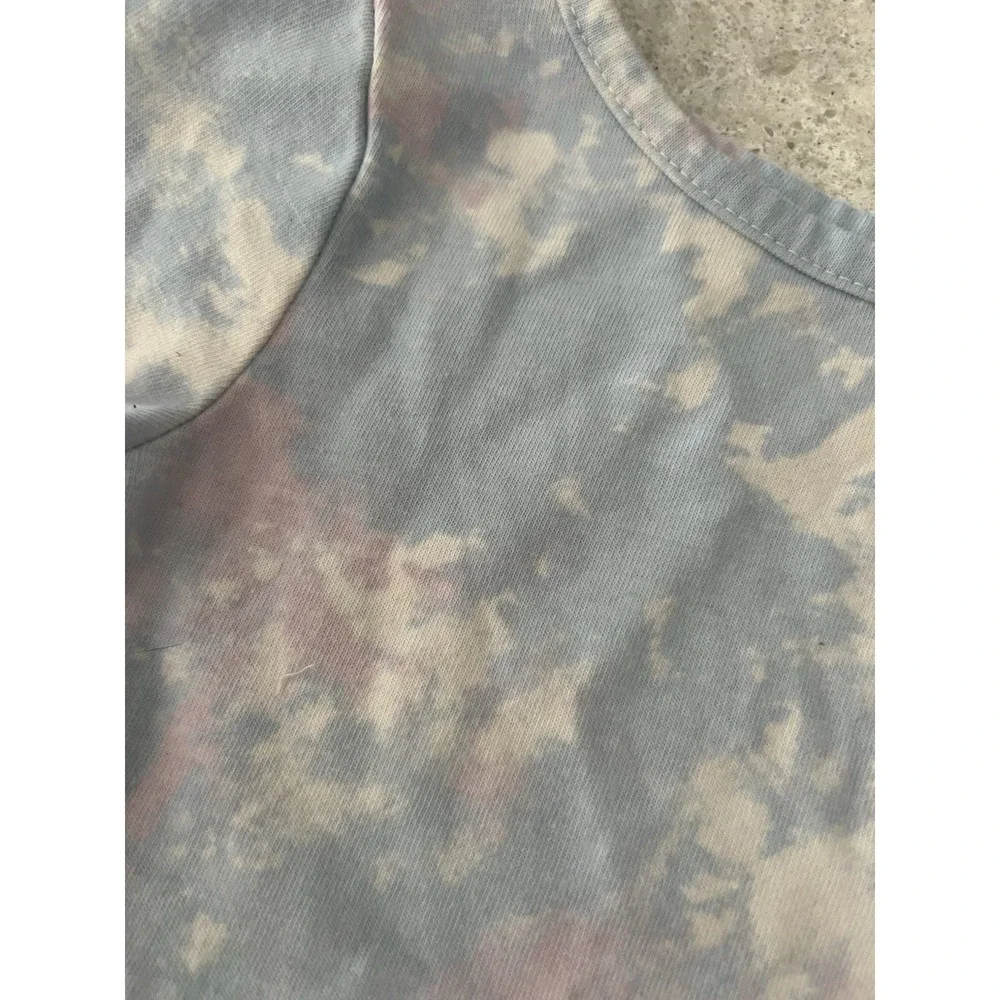 Cat &‎ Jack Girls 4T Tie Dye Short Sleeve Empire Waist Dress Blue Purple Cream